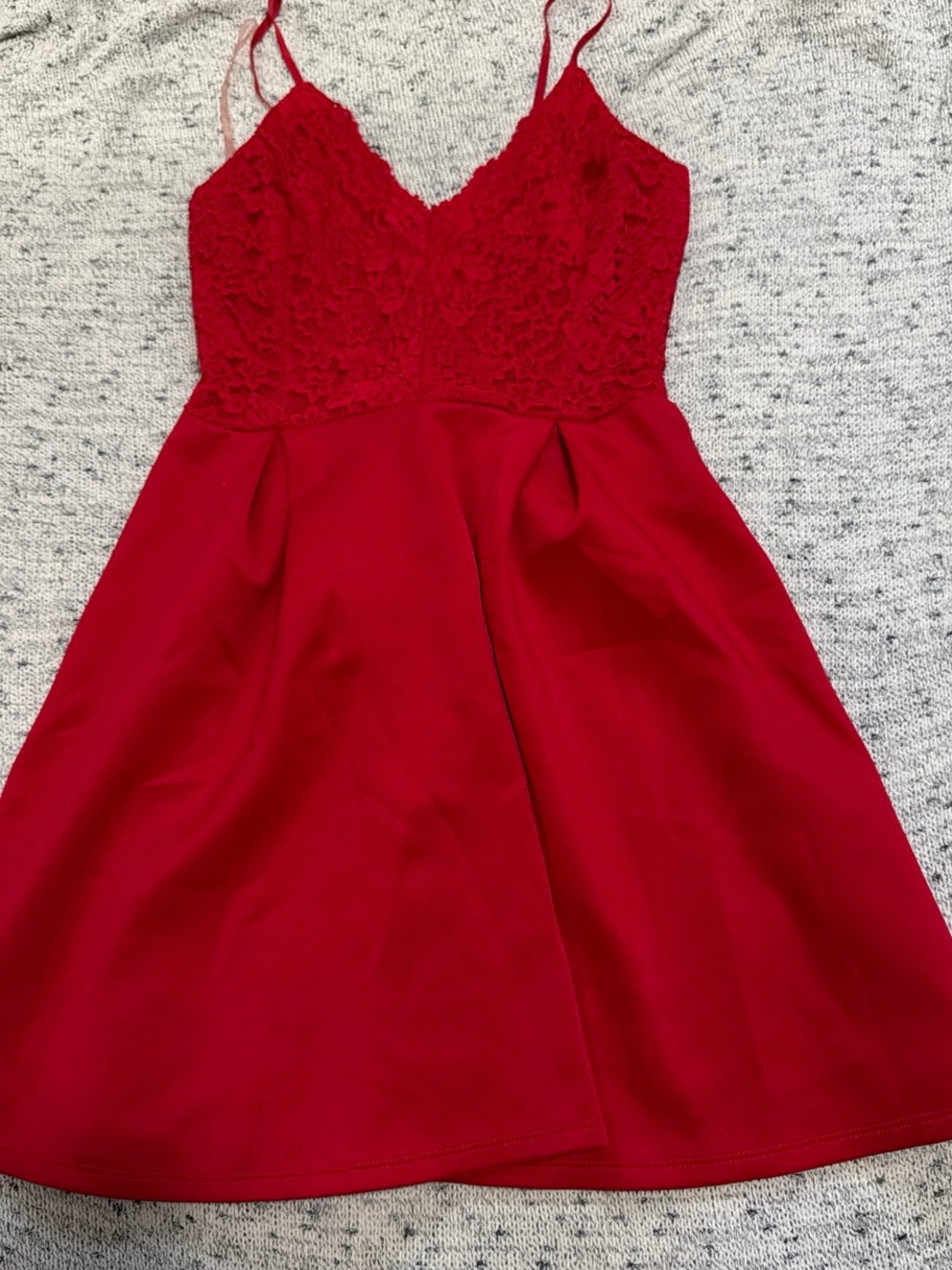 Charlotte Russe Red Lace Bodice Spaghetti-Strap Formal Dress